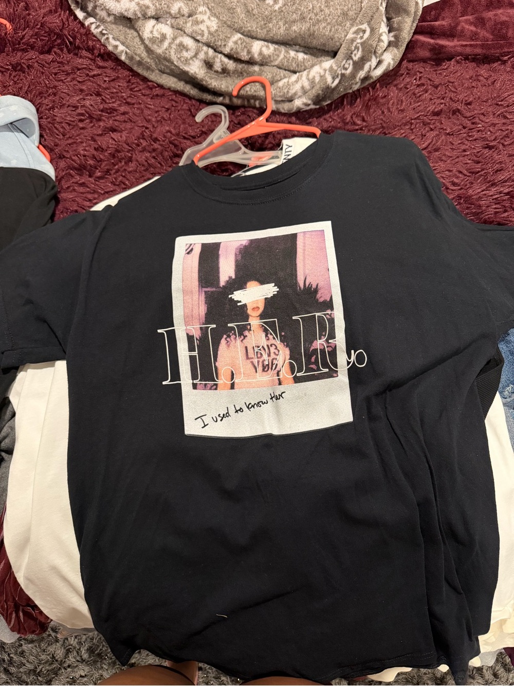 Singer “HER” Graphic Black Photo-Print Tee with Pink Accent